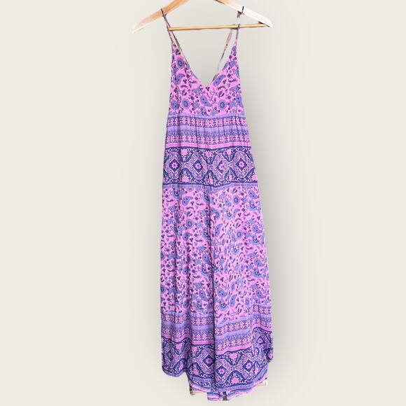 Spell & The Gypsy Journey Strappy Maxi Dress Medium Mulberry Cotton Resortwear - Picture 2 of 12